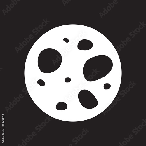 Flat icon in black and white asteroid 