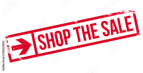 Shop The Sale rubber stamp. Grunge design with dust scratches. Effects can be easily removed for a clean, crisp look. Color is easily changed.