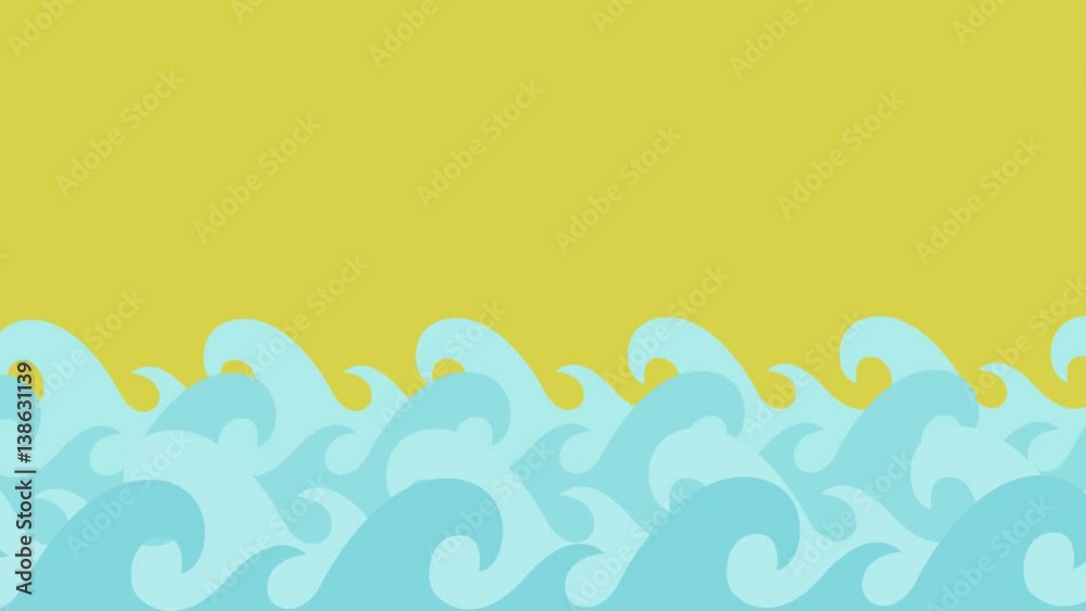 Cartoon Dolphins Jumping Between the Sea Waves on a Summer Sky Cartoon Dolphins Jumping Between the Sea Waves on a Summer Sky