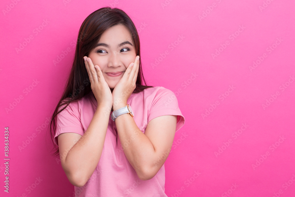Shy woman smiling Shy woman smiling