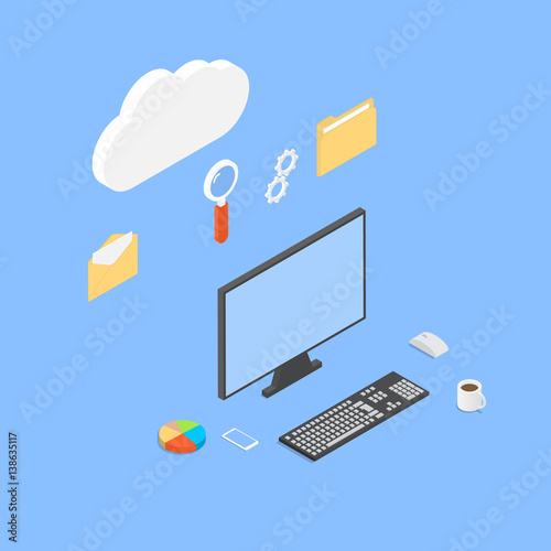 Office computer network work online. 