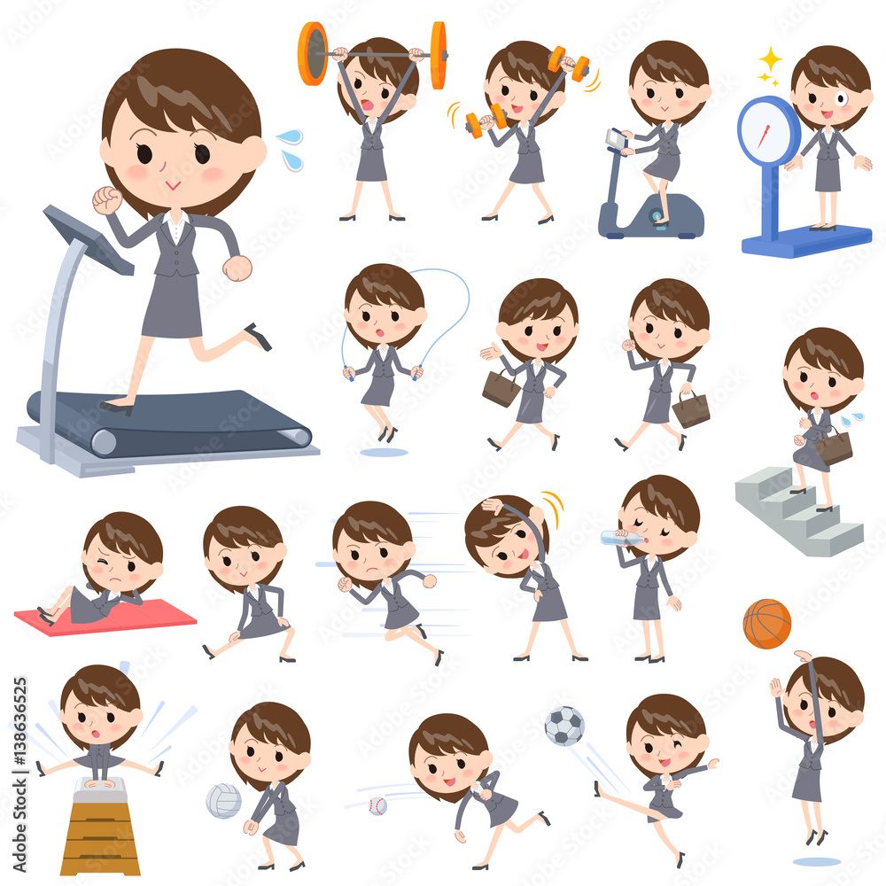 Gray suit business woman Sports & exercise Gray suit business woman Sports & exercise