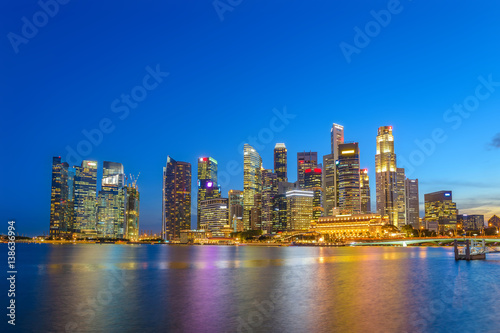 Singapore city skyline at night  Marina Bay  Singapore