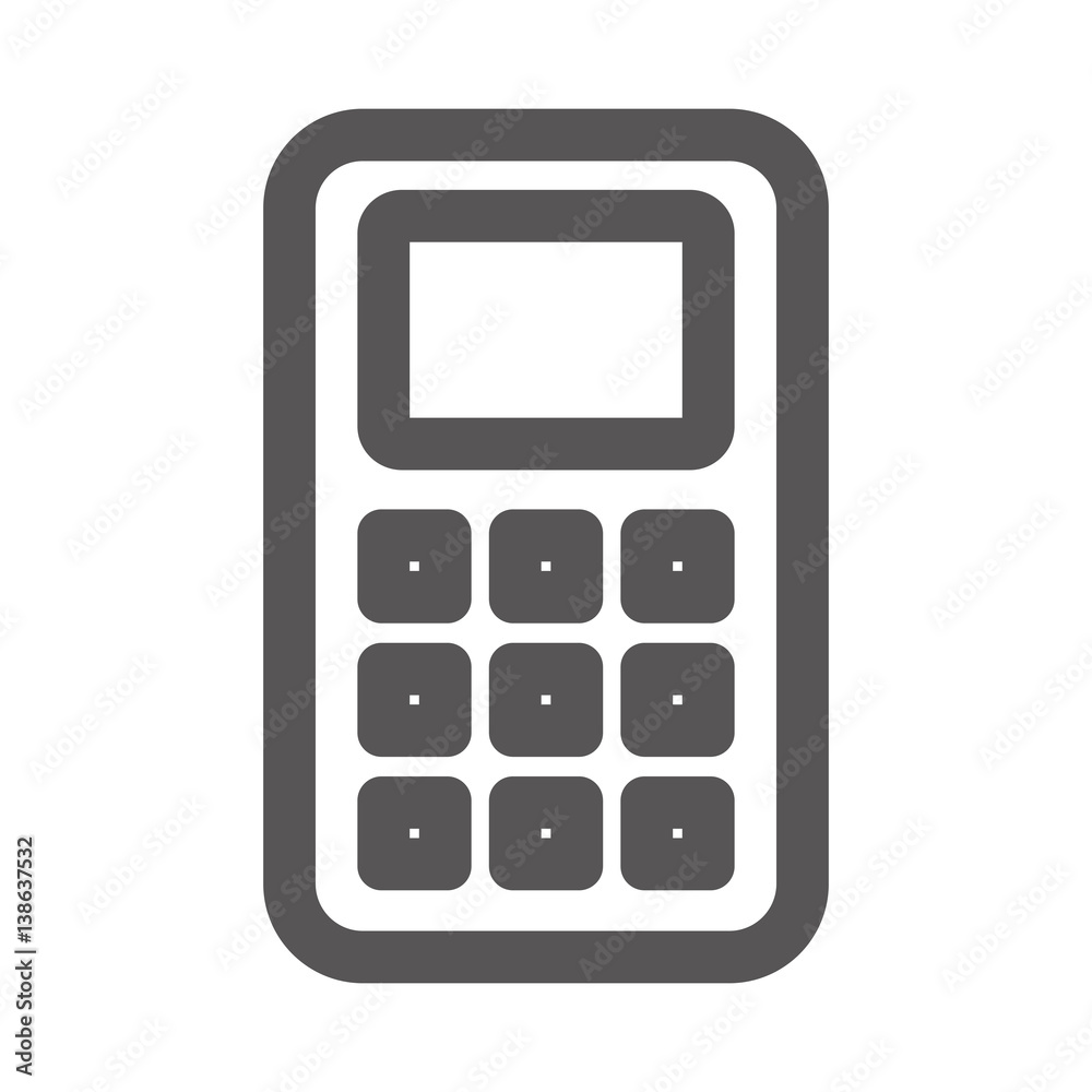 grayscale contour with basic calculator vector illustration grayscale contour with basic calculator vector illustration