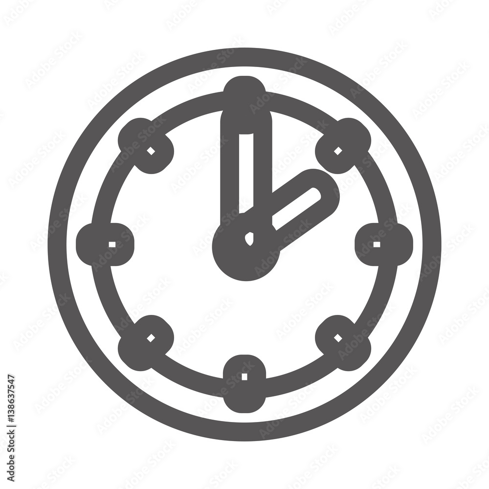 grayscale contour with wall clock vector illustration grayscale contour with wall clock vector illustration