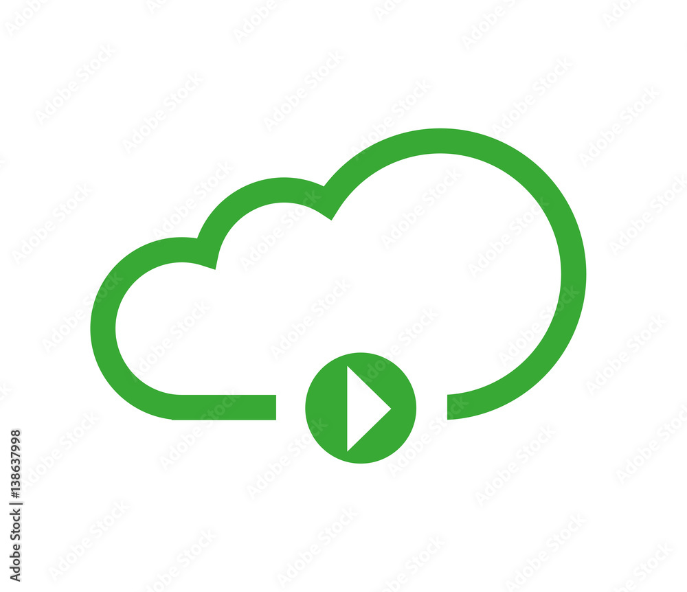 Cloud Computing Concept with Play Icon Cloud Computing Concept with Play Icon