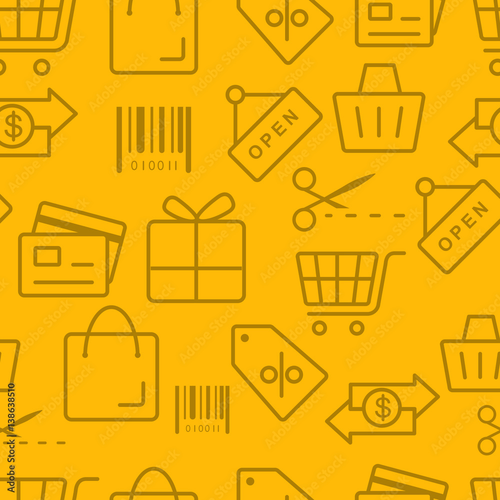 Thin line icons pattern, Shopping Thin line icons pattern, Shopping