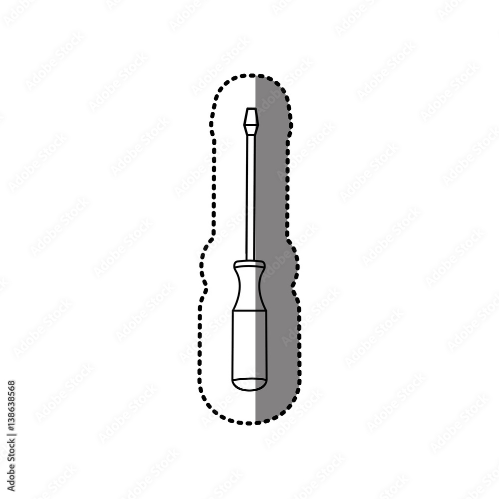 sticker black line contour with screwdriver vector illustration sticker black line contour with screwdriver vector illustration