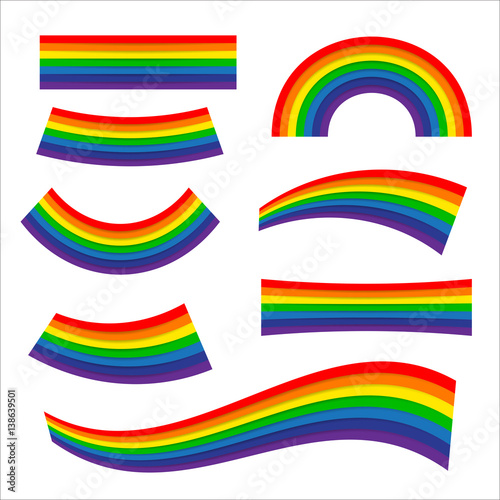 Colorful paper art style rainbow element isolated on white background 001