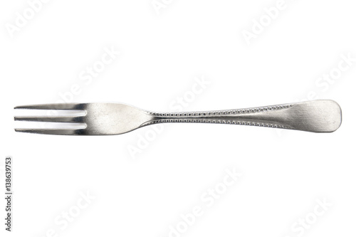 Silver fork on white background.Stainless steel fork isolated.Fork fruit isolated photo