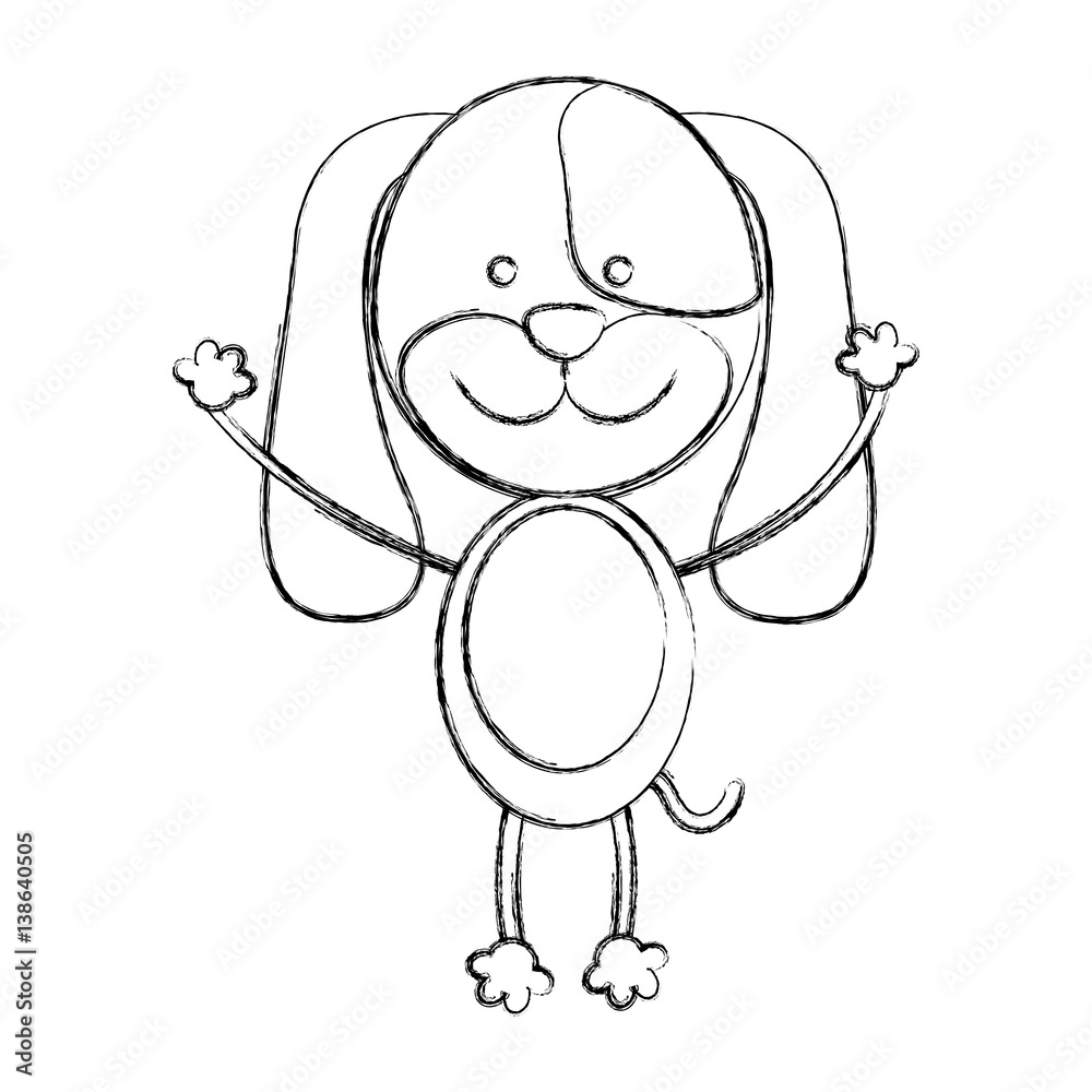 Fototapeta premium monochrome blurred contour with male dog vector illustration