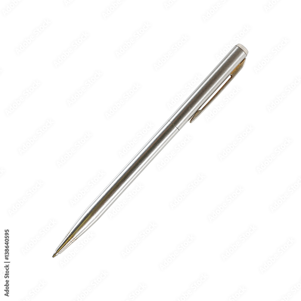 silver business pen with shadow isolated on white silver business pen with shadow isolated on white