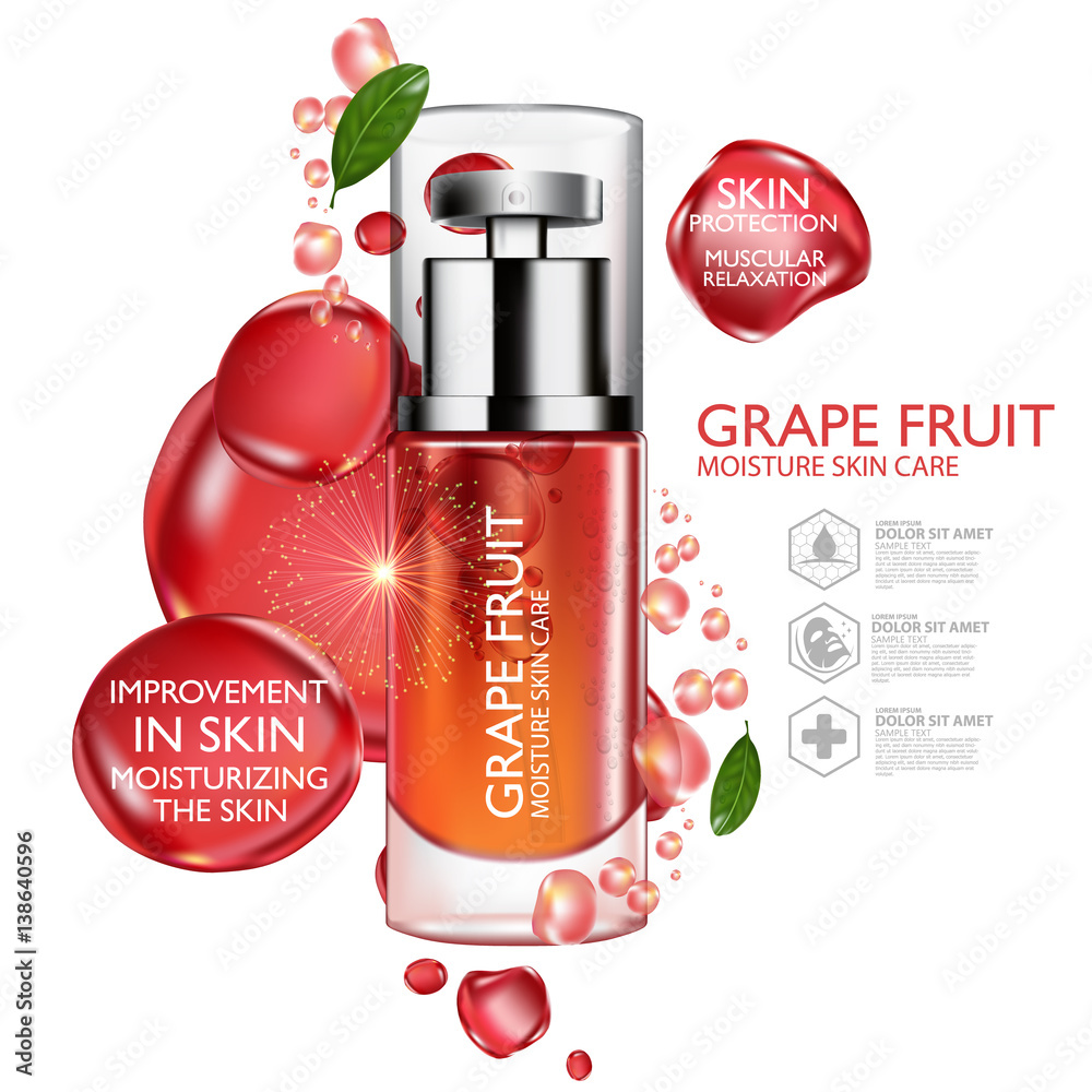 Grapefruit Serum Moisture Skin Care Cosmetic.