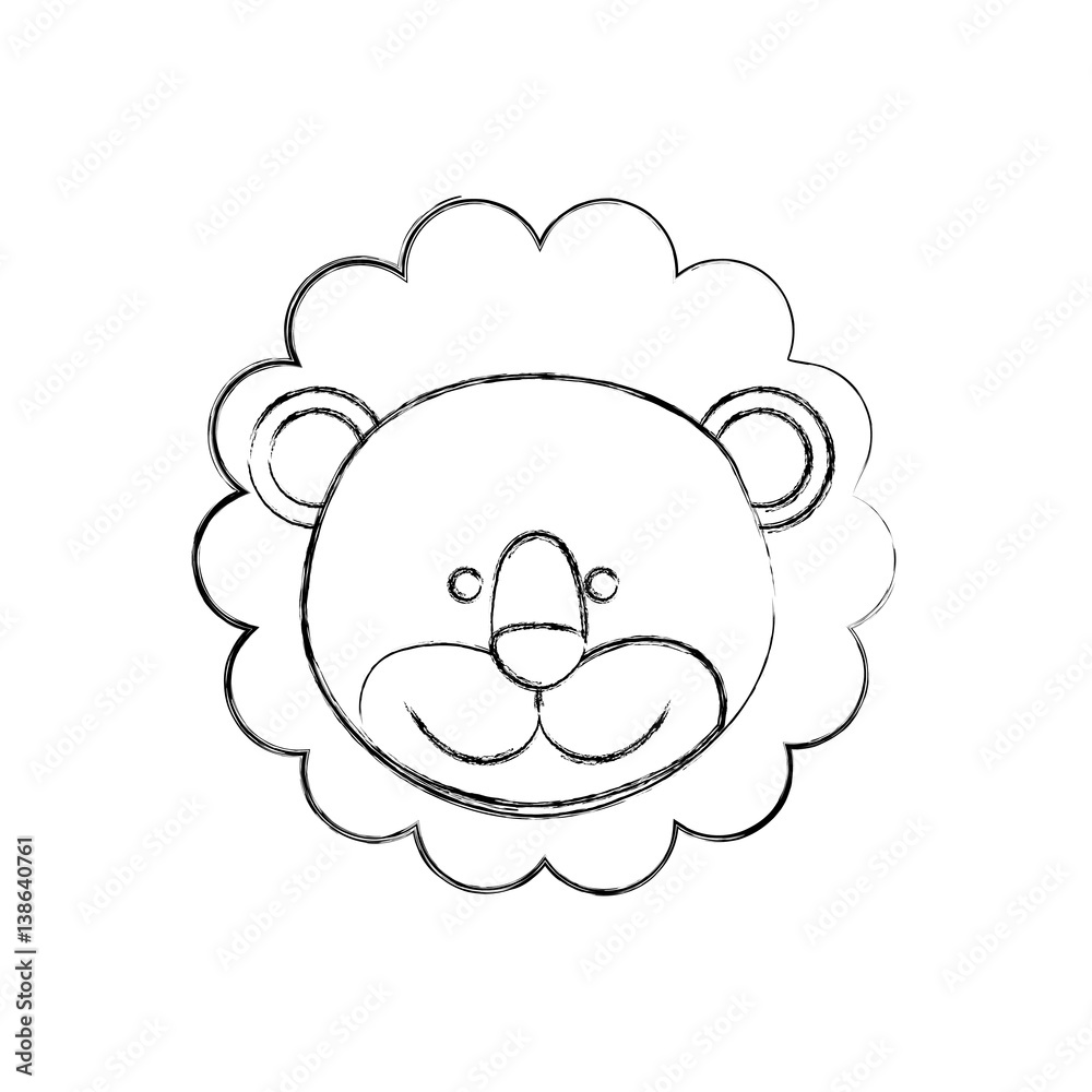 monochrome blurred contour with male lion head vector illustration