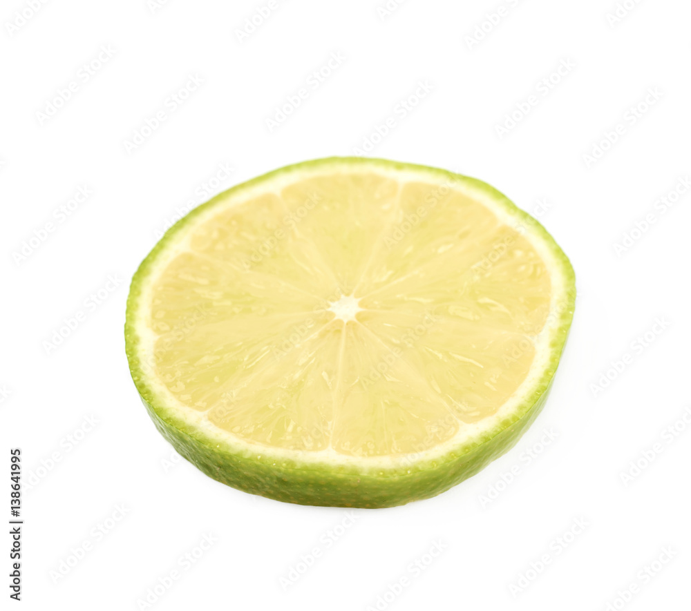 Single slice of a lime fruit