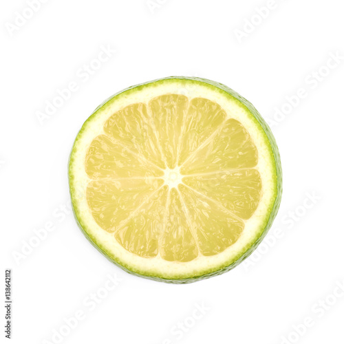 Single slice of a lime fruit