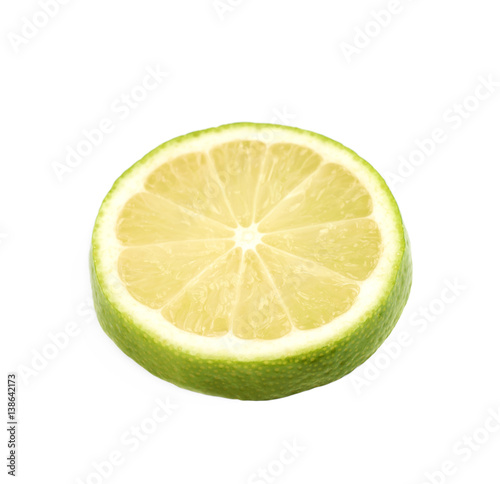 Single slice of a lime fruit