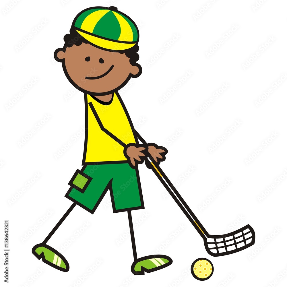 boy and floorball, vector illustration boy and floorball, vector illustration