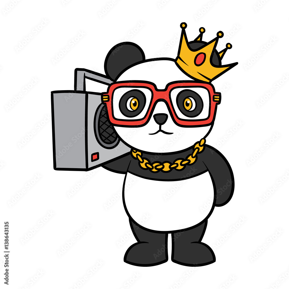 Obraz premium Cartoon Hip Hop Panda Vector Illustration