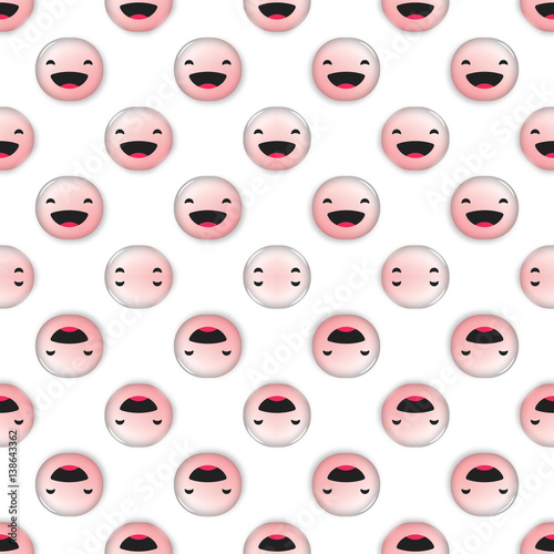 Seamless pattern, laugh loud emoji or emoticon fancy decorative texture background