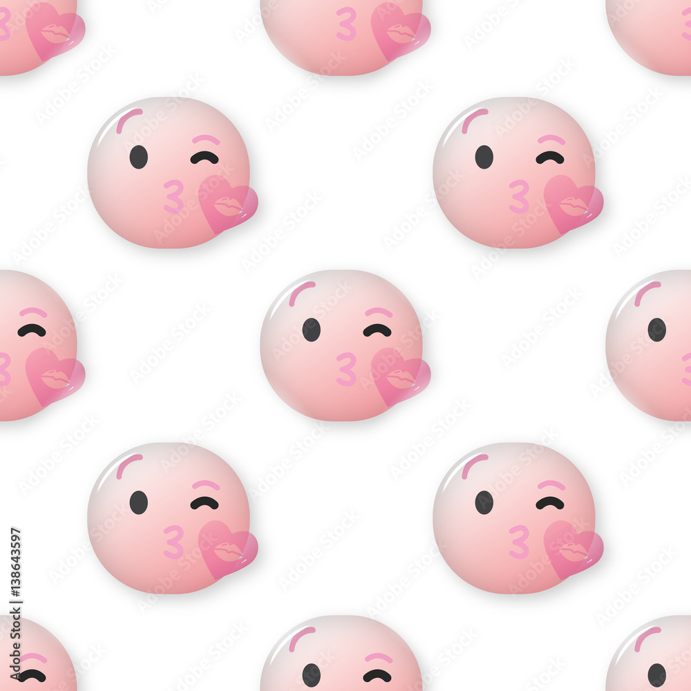 Seamless pattern, kissing in love emoji or emoticon fancy decorative texture background Seamless pattern, kissing in love emoji or emoticon fancy decorative texture background