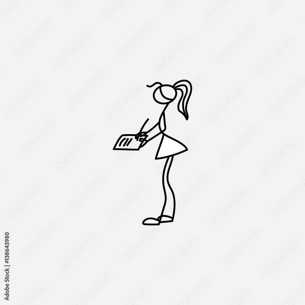 Fototapeta premium Stick figure secretary