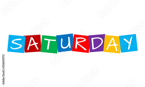 saturday, text in colorful rotated squares