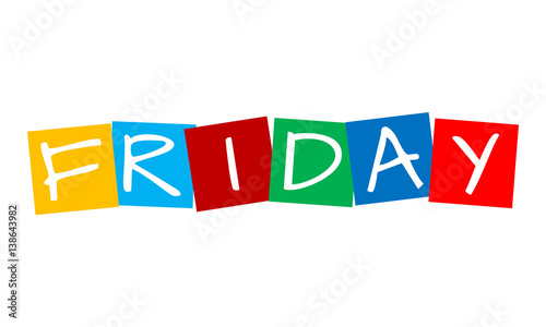 friday, text in colorful rotated squares
