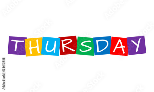 thursday, text in colorful rotated squares