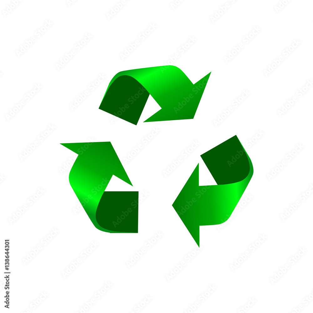 Fototapeta premium Green Recycle icon vector. Realistic recycle sign 