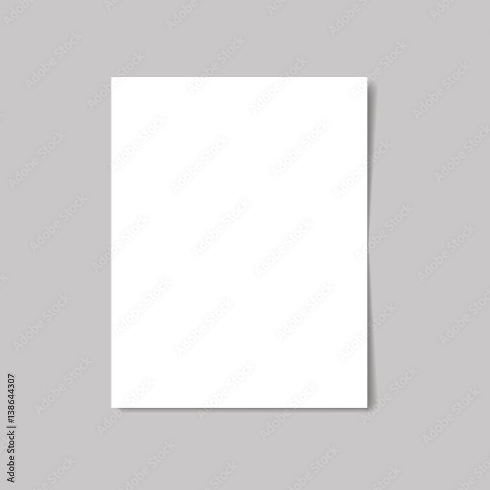 White paper isolated with soft shadow on white background. Vector illustration.
White paper isolated with soft shadow on white background. Vector illustration.