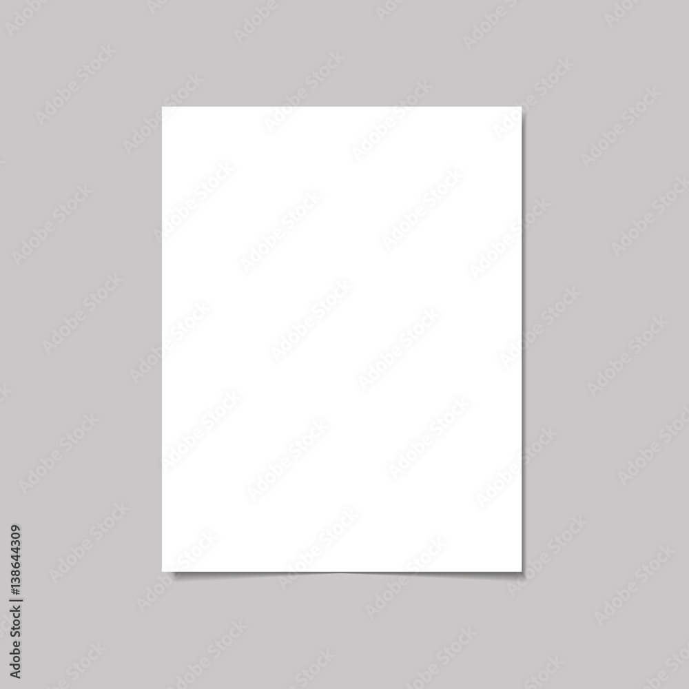 White paper isolated with soft shadow on white background. Vector illustration.
White paper isolated with soft shadow on white background. Vector illustration.