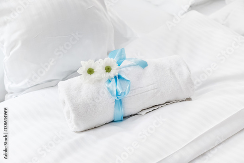 White towel in luxury boutique hotel