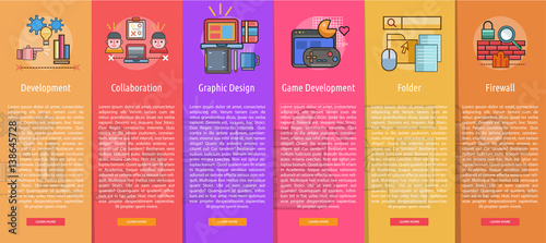 Schilderij op canvas Web and Development Vertical Banner Concept