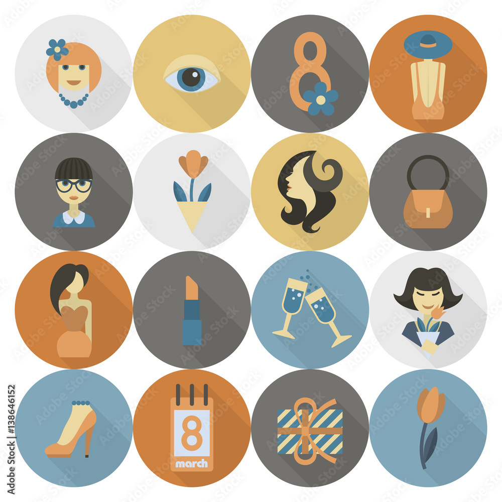 Womans Day Icon Set Womans Day Icon Set