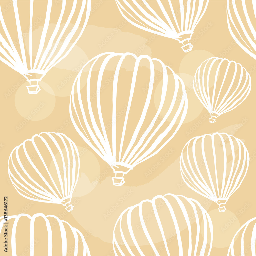 Naklejka premium Vector seamless pattern with hot air balloons