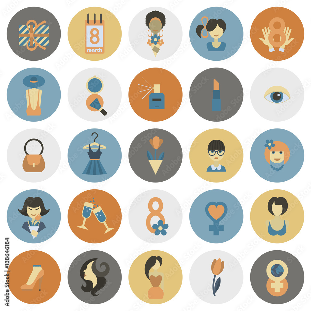 Womans Day Icon Set Womans Day Icon Set