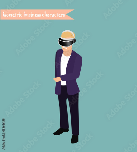 Businessman wearing Virtual Reality Headset.