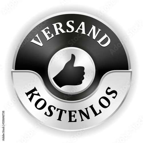 Silberner "Versand kostenlos" Siegel mit schwarzem Rand