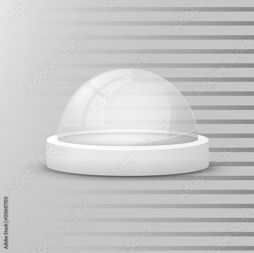 semicircle Glass transparent sphere to protect or show object, vector elements