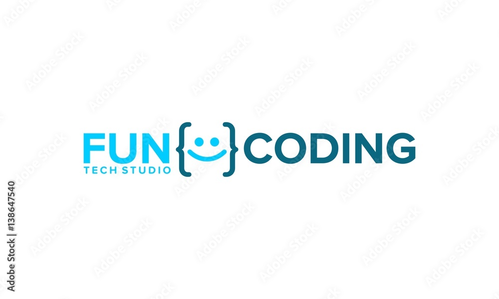 Fun Coding, Developer coding icon  vector illustration, programming logo