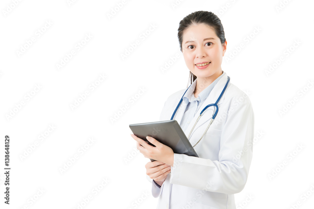 beauty asian doctor using digital tablet pad touch screen beauty asian doctor using digital tablet pad touch screen
