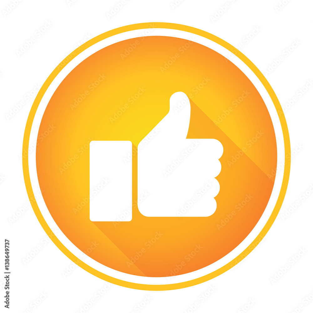 Like icon isolated on yellow orange background. Vector illustration. Like icon isolated on yellow orange background. Vector illustration.