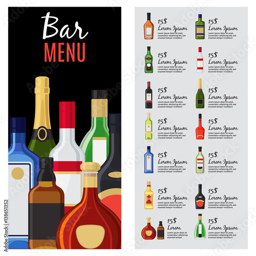 Alcohol drinks menu template
