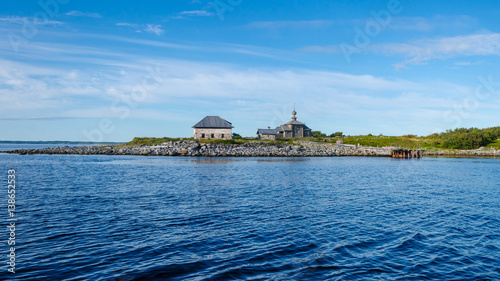 Skete of Saint Andrew - First Called on the Big Island Zayatsky view from the sea. Solovetsky archipelago, Arkhangelsk region, Russia. photo