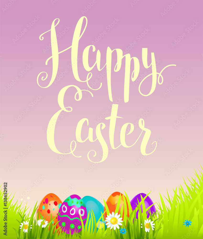 Positive easter background with flowers