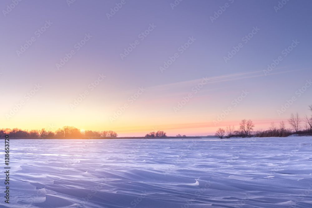 Bright winter landscape / bright winter photo beautiful warm day Ukraine