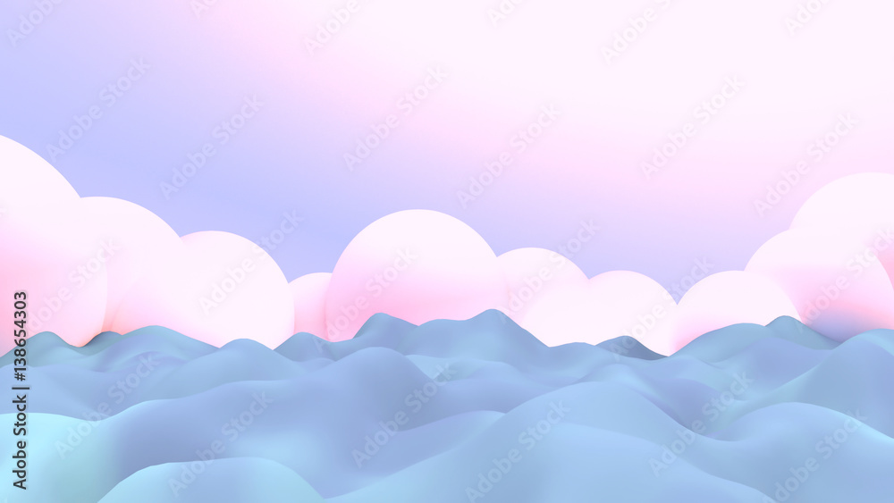 3d rendering picture of ocean waves and clouds.