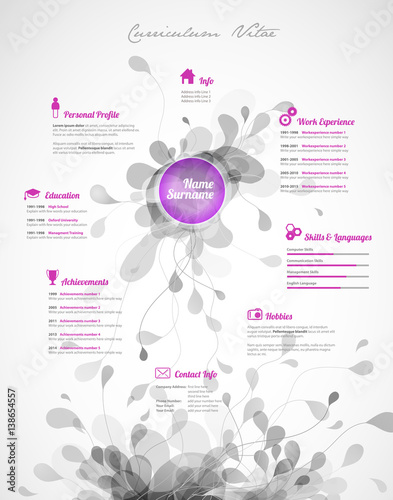 Creative, purple color CV / resume template.