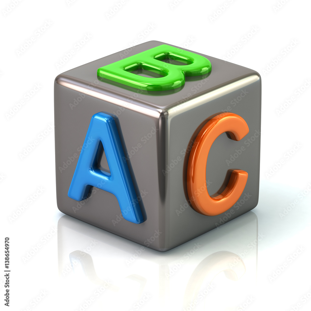 Silver abc block 3d illustration Silver abc block 3d illustration
